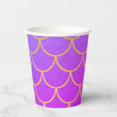 Gold Mermaid Scales Roze Paarse Glitter Papieren Bekers (Voorkant)