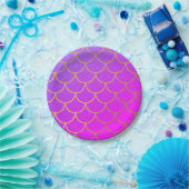 Gold Mermaid Scales Roze Paarse Glitter Papieren Bordje (Feest)