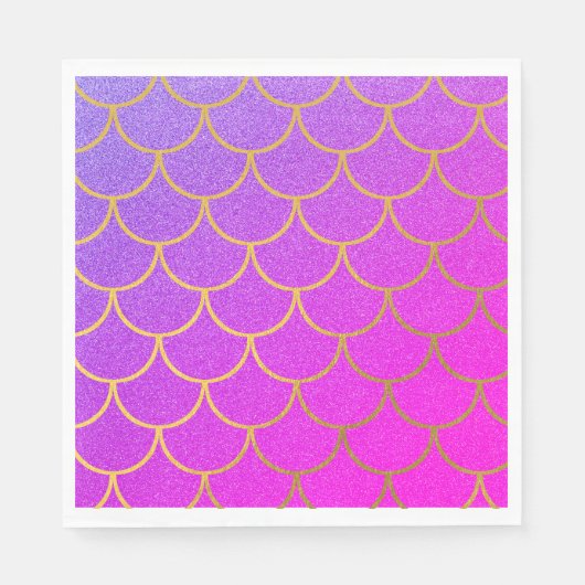 Gold Mermaid Scales Roze Paarse Glitter Servet (Voorkant)