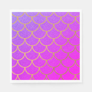 Gold Mermaid Scales Roze Paarse Glitter Servet