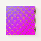 Gold Mermaid Scales Roze Paarse Glitter Sketchbook Notitieboek (Achterkant)