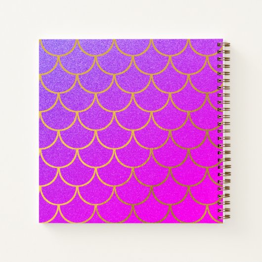 Gold Mermaid Scales Roze Paarse Glitter Sketchbook Notitieboek (Achterkant)