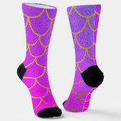Gold Mermaid Scales Roze Paarse Glitter Socks Sokken (Gebogen)