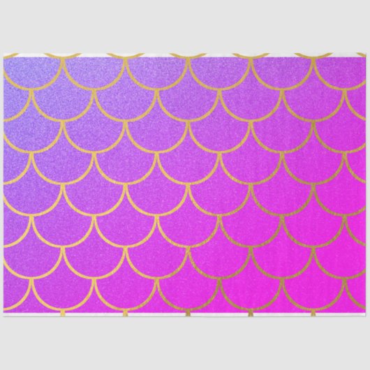 Gold Mermaid Scales Roze Paarse Glitter Tissuepapier (Voorkant)