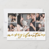 Gold Merry 5 Afbeeldingen Holiday Foto Feestdagenkaart (Voorkant)