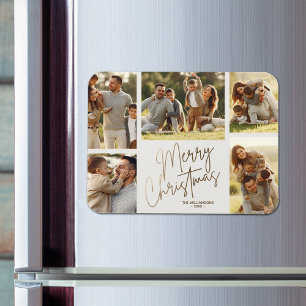 Gold Merry 5-foto met kerstfeest Magneet