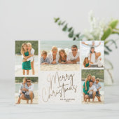 Gold Merry 5-foto's voor kerstmis Feestdagenkaart (Staand voorkant)