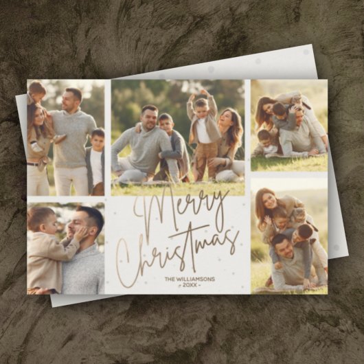 Gold Merry 5-foto's voor kerstmis Feestdagenkaart