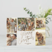 Gold Merry 5-foto's voor kerstmis Feestdagenkaart (Staand voorkant)