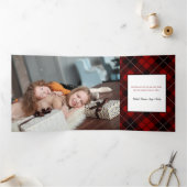 Gold Merry Alles Calligrafie Red Pset Photo Drieluik Kaart (Binnen)