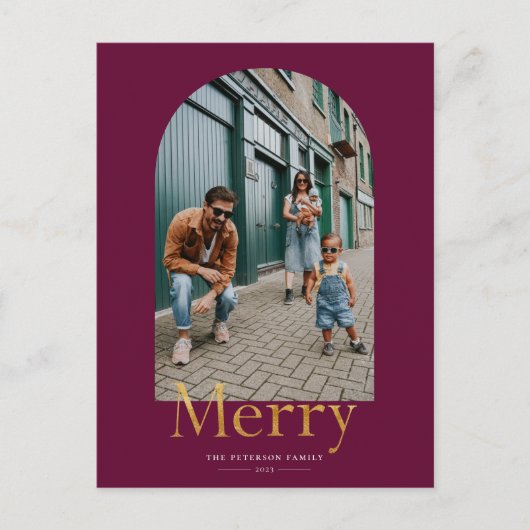 Gold Merry Arch Lijst Photo Holiday Briefkaart (Voorkant)