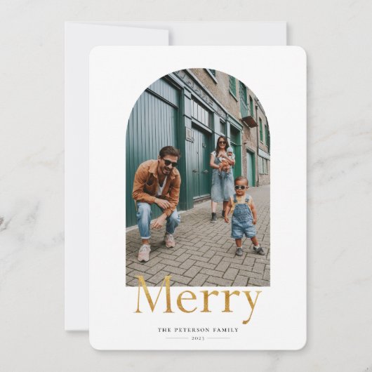 Gold Merry Arch Lijst Photo Holiday Kaart (Voorkant)