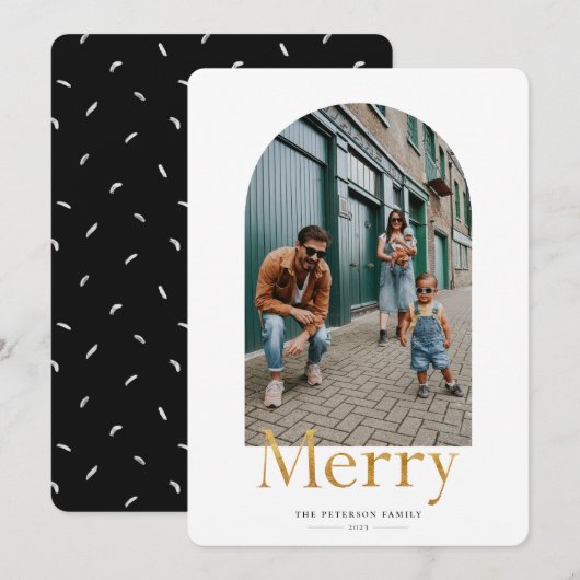 Gold Merry Arch Lijst Photo Holiday Kaart (Voorkant / Achterkant)
