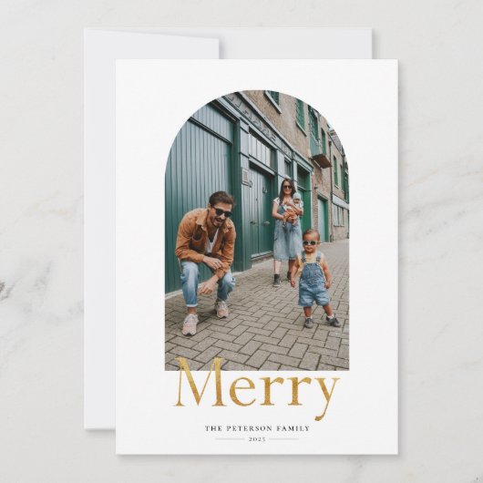 Gold Merry Arch Lijst Photo Holiday Kaart (Voorkant)