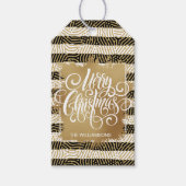 Gold Merry Black White Stripes Cadeaulabel (Voorkant)