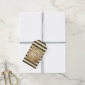 Gold Merry Black White Stripes Cadeaulabel (Met Touw)