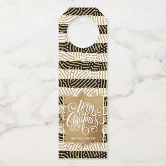 Gold Merry Black White Stripes Flessenhanger (Voorkant)
