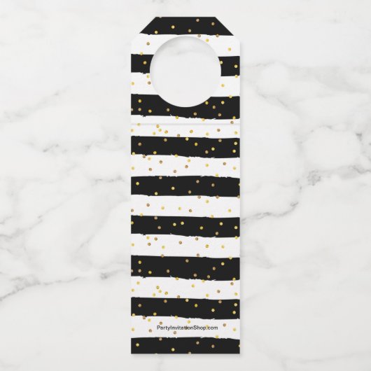 Gold Merry Black White Stripes Flessenhanger (Achterkant)