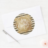 Gold Merry Black White Stripes Ronde Sticker (Envelop)