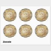 Gold Merry Black White Stripes Ronde Sticker (Vel)