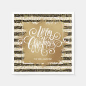 Gold Merry Black White Stripes Servet (Voorkant)