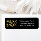 Gold Merry & Bright Holiday Return Adres Label (Insitu)