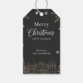 Gold Merry Christmas Calligraphic Scrip Holiday Cadeaulabel (Voorkant)