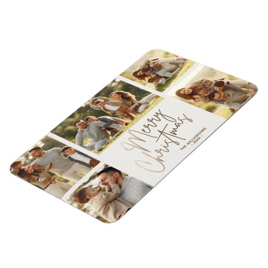 Gold Merry Christmas Five Photo Magneet (Linkerzijde)