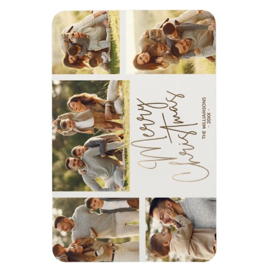 Gold Merry Christmas Five Photo Magneet (Verticaal)