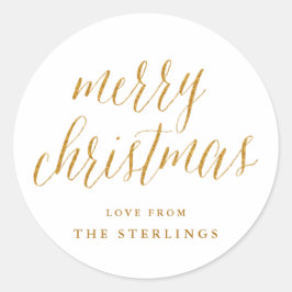Gold Merry Christmas Gepersonaliseerde vakantie St Ronde Sticker