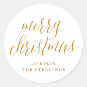 Gold Merry Christmas Gepersonaliseerde vakantie St Ronde Sticker
