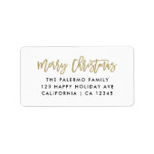 Gold Merry Christmas Modern Script Typografie Etiket (Voorkant)