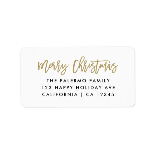 Gold Merry Christmas Modern Script Typografie Etiket (Voorkant)