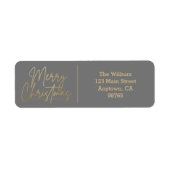 Gold Merry Christmas on Grey Return Address Etiket (Voorkant)