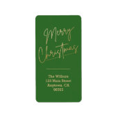 Gold Merry Christmas Return Address’ Etiket (Voorkant)