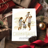 Gold Merry Christmas Script Foto Feestdagenkaart