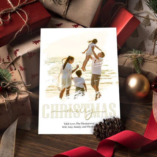 Gold Merry Christmas Script Foto Feestdagenkaart