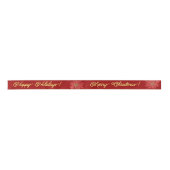 Gold Merry Christmas Script Kalligrafie rood Satijnen Lint (Voorkant)