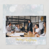 Gold Merry Christmas Script Zakelijke Kantoor Foto Feestdagenkaart (Voorkant / Achterkant)