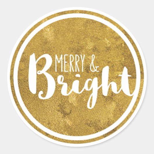 Gold, Merry en Bright Holiday Sticker (Voorkant)