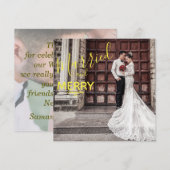 Gold Merry en Elegant Foto Wedding Bedankkaart (Voorkant / Achterkant)