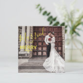 Gold Merry en Elegant Foto Wedding Bedankkaart (Staand voorkant)