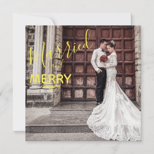 Gold Merry en Elegant Foto Wedding Bedankkaart (Voorkant)