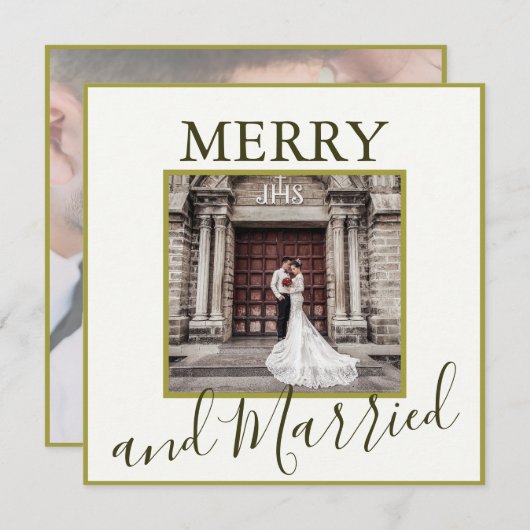 Gold Merry en getrouwd Hartelijk dank voor de huwe Bedankkaart (Voorkant / Achterkant)