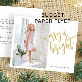 Gold Merry en heldere kerstfotokaart Flyer