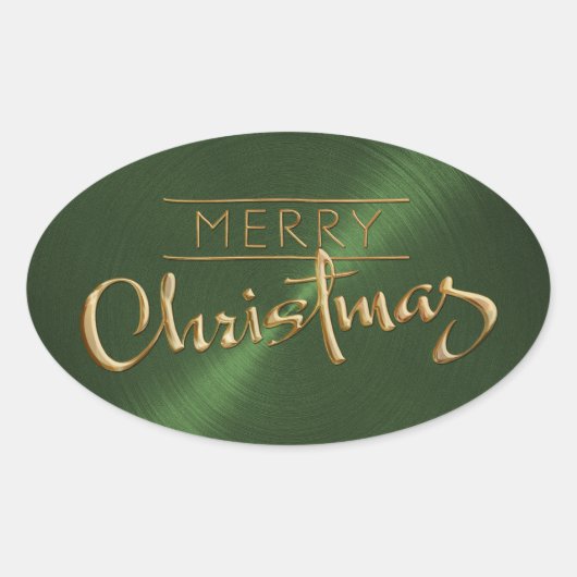 Gold Merry Green Sticker met inscriptie (Voorkant)