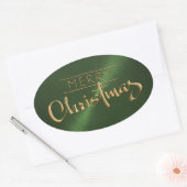 Gold Merry Green Sticker met inscriptie (Envelop)