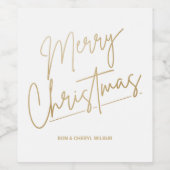 Gold Merry Green White met kerst Wijn Etiket (Enkel label)