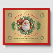 Gold Merry Happy Nieuwjaarsfoto Gastenboek (Voorkant)