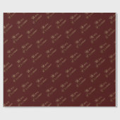 Gold Merry-kerst Dark Maroon-feestdag Cadeaupapier (Vlak)
